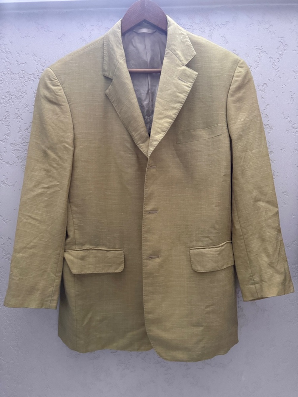 Vintage Dior Men's Light Olive Green Single-Breasted Blazer 5 pockets m size